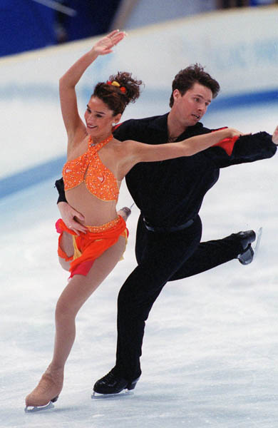 Canada's Chantal Lefebvre and Michel Brunet perform their routine during the ice dancing competition at the 1998 Winter Olympics in Nagano, Japan.(CP PHOTO/COA)