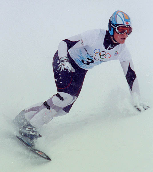 Canada's Ross Rebagliati competes in the Snowboard event at the 1998 Nagano Olympic Games. (CP Photo/ COA)