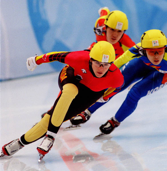 Canada's Isabelle Charest competes in the women's short track speed skating event at the 1998 Nagano Olympic Games. (CP Photo/ COA)