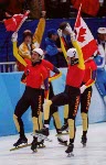 Canada's short track men's relay team; are seen at the 1998 Nagano Olympic Games. (CP Photo/ COA)