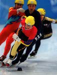 Canada's Annie Perreault in action against her opponents at the 1998 Nagano Winter Olympics. (CP PHOTO/COA)