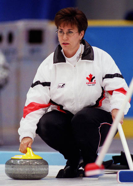 Canada's Sandra Schmirler during a curling match at the 1998 Nagano Winter Olympics. (CP PHOTO/COA)