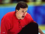 Canada's Colin Mitchell curling at the 1998 Nagano Winter Olympics. (CP PHOTO/COA)