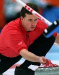 Canada's Colin Mitchell curling at the 1998 Nagano Winter Olympics. (CP PHOTO/COA)