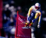 Canada's Kate Pace competing in the downhill event at the 1994 Lillehammer Winter Olympics. (CP PHOTO/ COA)