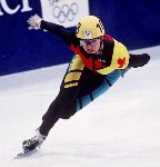 Canada's Sylvie Daigle competing in the speed skating event at the 1994 Lillehammer Winter Olympics. (CP PHOTO/ COA)