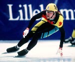 Canada's Marc Gagnon lies on the ice after a disappointing fall during the speed skating event at the 1994 Lillehammer Winter Olympics. (CP PHOTO/ COA)