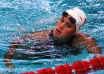 Canada's Lisa Flood competing in the swimming event at the 1992 Olympic games in Barcelona. (CP PHOTO/ COA/Ted Grant)