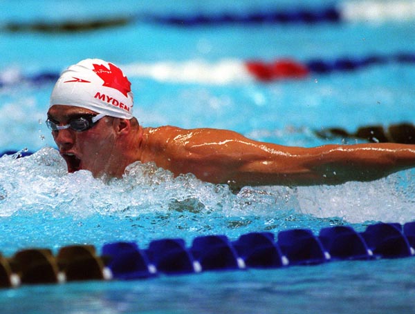 Canada's Curtis Myden competing in the men's swimming event at the 1996 Atlanta Summer Olympic Games. (CP PHOTO/COA/Mike Ridewood)