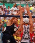 Canada's John Child competing in the men's beach volleyball event at the 1996 Atlanta Summer Olympic Games. (CP PHOTO/COA/Scott Grant)