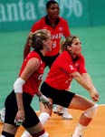 Canada's Michelle Sawatzky competing in the women's volleyball event at the 1996 Atlanta Summer Olympic Games. (CP PHOTO/COA/Scott Grant)