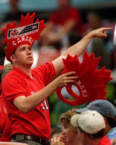 A Canadian supporter in the crowd at the 1996 Atlanta Summer Olympic Games. (CP PHOTO/COA/Mike Ridewood)