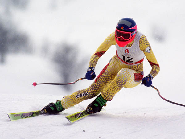 Canada's Kerrin Lee Gartner competing in the alpine ski event at the 1992 Albertville Olympic winter Games. (CP PHOTO/COA/Scott Grant)