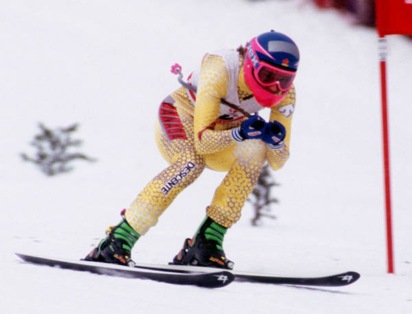Canada's Kerrin Lee Gartner competing in the alpine ski event at the 1992 Albertville Olympic winter Games. (CP PHOTO/COA/Scott Grant)