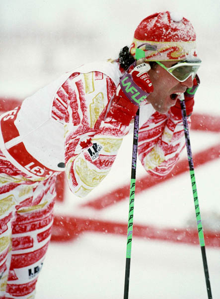 Canada's Yves Bilodeau competing in the cross country ski event at the 1992 Albertville Olympic winter Games. (CP PHOTO/COA/Ted Grant)