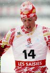 Canada's Wayne Dustin competing in the cross country ski event at the 1992 Albertville Olympic winter Games. (CP PHOTO/COA/Ted Grant)