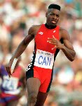 Canada's Mark Jackson competing in the 4x100m relay event at the 1992 Olympic games in Barcelona. (CP PHOTO/ COA/ Claus Andersen)