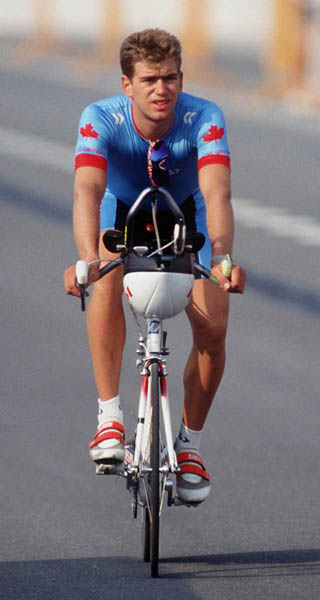 Canada's Chris Koberstein at the 1992 Olympic games in Barcelona, competing in the team time trial event. (CP PHOTO/ COA/ Claus Andersen)