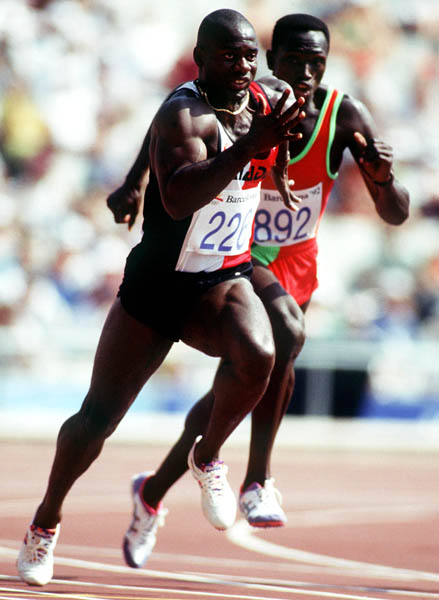 Canada's Ben Johnson (left) competing in the 100m event at the 1992 Olympic games in Barcelona. (CP PHOTO/ COA/ Claus Andersen)