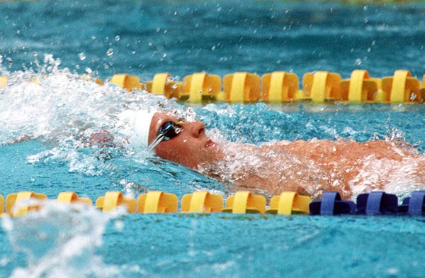 Canada's Stephen Baird competing in the swimming event at the 1992 Olympic games in Barcelona. (CP PHOTO/ COA/Ted Grant)