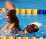 Canada's Darren Ward competing in the swimming event at the 1992 Olympic games in Barcelona. (CP PHOTO/ COA/Ted Grant)