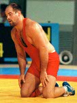 Canada's Greg Edgelow (right) competing in the wrestling event at the 1992 Olympic games in Barcelona. (CP PHOTO/ COA/ Ted Grant)