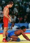 Canada's Marty Calder competing in the wrestling event at the 1992 Olympic games in Barcelona. (CP PHOTO/ COA/ Ted Grant)