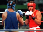 Cuba's Hector Vinent Charon (right) competing in the boxing event at the 1992 Olympic games in Barcelona. (CP PHOTO/ COA/ F.S.Grant)