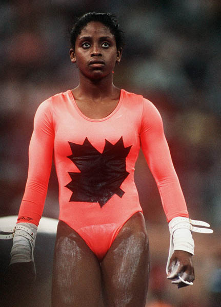 Canada's Stella Umeh competing in the gymnastics event at the 1992 Olympic games in Barcelona. (CP PHOTO/ COA/F.S.Grant)