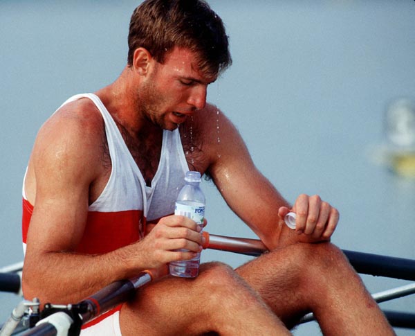 Canada's Todd Hallett competing in the men's 2x rowing event at the 1992 Olympic games in Barcelona. (CP PHOTO/ COA/F.S. Grant)
