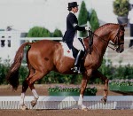 Canada's Christilot Hanson-Boylen riding Biraldo in the equestrian event at the 1992 Olympic games in Barcelona. (CP PHOTO/ COA/Sandy Grant)