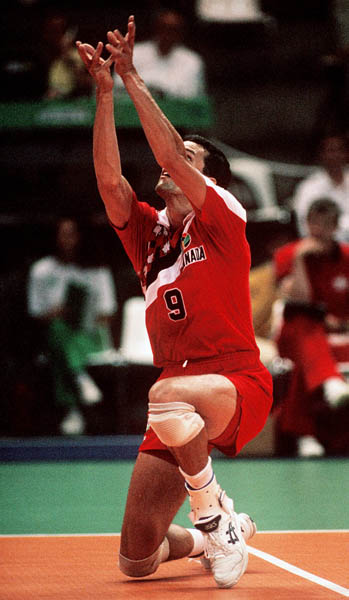 Canada's Marc Albert competing in the volleyball event at the 1992 Olympic games in Barcelona. (CP PHOTO/ COA/ Claus Andersen)