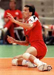 Canada's Russ Paddock (left) and Marc Albert competing in the volleyball event at the 1992 Olympic games in Barcelona. (CP PHOTO/ COA/ Claus Andersen)
