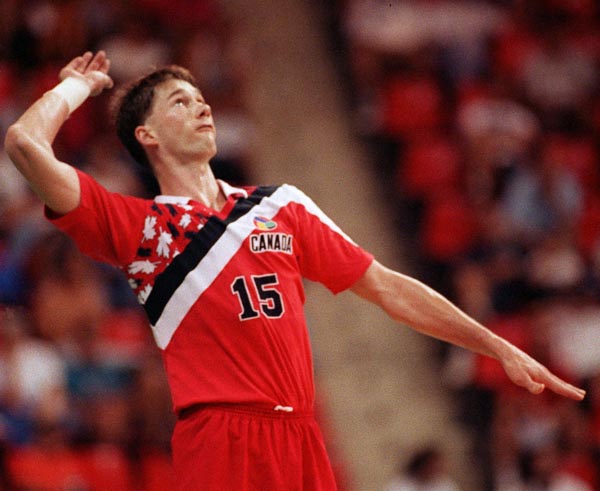 Canada's Russ Paddock competing in the volleyball event at the 1992 Olympic games in Barcelona. (CP PHOTO/ COA/ Claus Andersen)