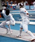 Canada's Stephen Angers competing in the fencing  event at the 1988 Olympic games in Seoul. (CP PHOTO/ COA/Cromby McNeil)