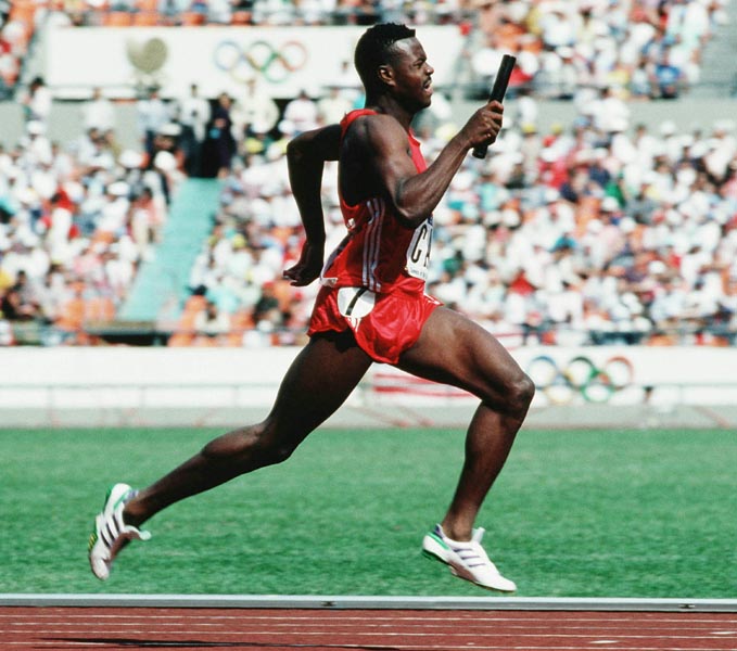 Canada's Carl Folkes competing in the 4x400m relay event at the 1988 Olympic games in Seoul. (CP PHOTO/ COA/ F.S.Grant)