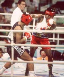 Canada's Ray Downey (right) in action against his opponent Si-Hun Park from Korea at the 1988 Olympic Games in Seoul. (CP Photo/ COA/F.S.Grant)