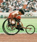 Canada's Andre Viger (front) competes in a wheelchair event at the 1984 Olympic games in Los Angeles. (CP PHOTO/ COA/J Merrithew )