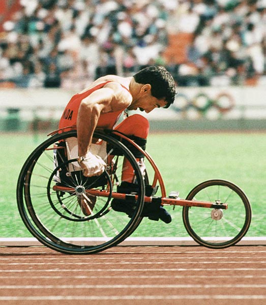 Canada's Andr Viger competing in the wheel chair sports event at the 1988 Olympic games in Seoul. (CP PHOTO/ COA/ Cromby McNeil)