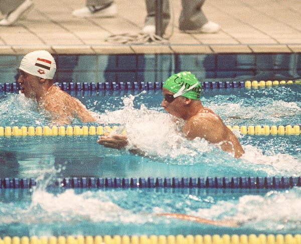 Canada's Jon Cleveland competing in the swimming event at the 1988 Olympic games in Seoul. (CP PHOTO/ COA/ Cromby McNeil)