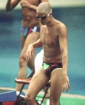 Canada's Jon Kelly (left) competing in the swimming event at the 1988 Olympic games in Seoul. (CP PHOTO/ COA/ Cromby McNeil)