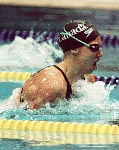 Canada's Mojca Cater competing in the swimming event at the 1988 Olympic games in Seoul. (CP PHOTO/ COA/ Cromby McNeil)