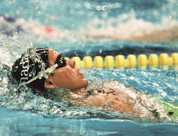 Canada's Lori Melien competing in the swimming event at the 1988 Olympic games in Seoul. (CP PHOTO/ COA/ Cromby McNeil)