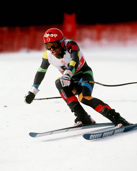 Canada's Chris Kent participates in the alpine ski event at the 1988 Winter Olympics in Calgary. (CP PHOTO/ COA/C. McNeil)