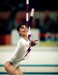 Mary Fuzesi du Canada participe  une preuve de gymnastique rythmique aux Jeux olympiques de Soul de 1988. (PC Photo/AOC)