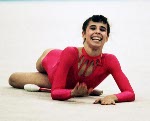 Canada's Mary Fuzesi competing in the rhythmic gymnastics event at the 1988 Olympic games in Seoul. (CP PHOTO/ COA/ Tim O'lett)