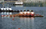 Canada's Jim Hennigar, Pat Crosskerry, Mel Laforme, Ron Burak and Alexander Manson compete in the men's 8+ rowing event at the 1976 Montreal Olympic Games. (CP Photo/COA)