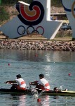 (from left) Canada's Dave Ross, Ian McKerlich and Pat Newman competing in the rowing event at the 1988 Olympic games in Seoul. (CP PHOTO/ COA/ Cromby McNeil)