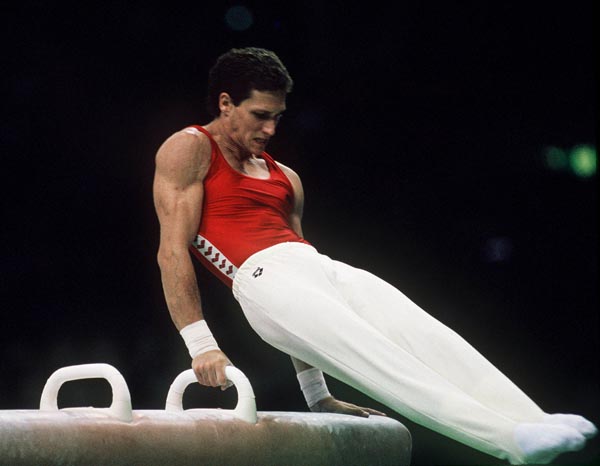 Canada's Lorne Bobkin competes in the gymnastics event at the 1988 Olympic games in Seoul. (CP PHOTO/ COA/ Tim O'lett)