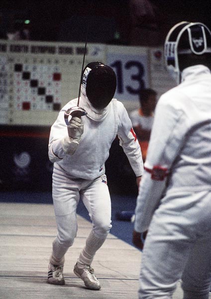 Canada's Wolfe Balk (left) competes in the fencing event at the 1988 Olympic games in Seoul. (CP PHOTO/ COA/ F.S.G.)
